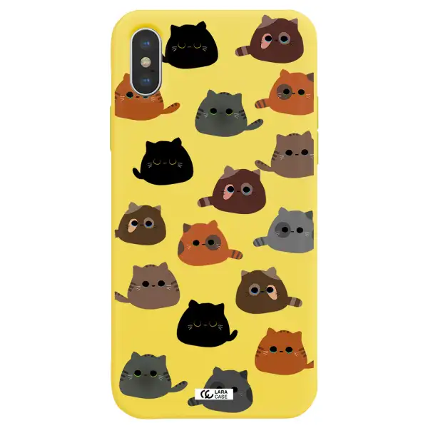 a group of cats with different colors Apple iPhone X Silicone canary yellow Case