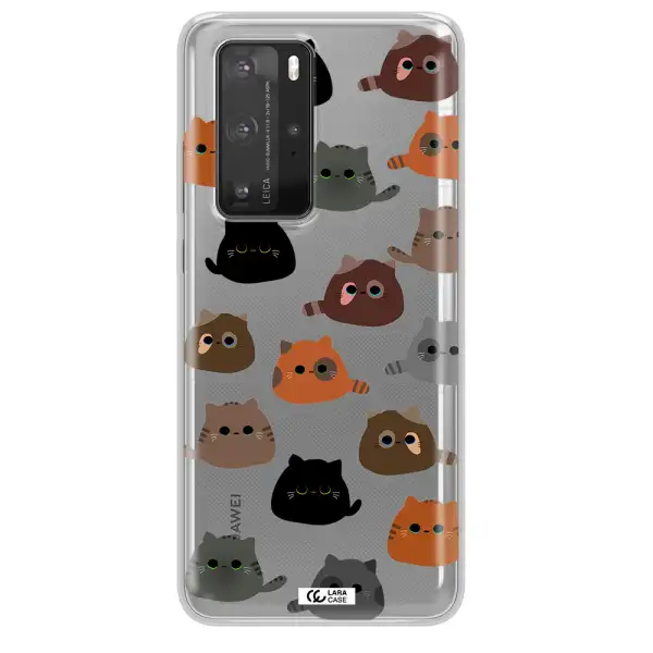 a group of cats with different colors Huawei P40 Pro Clear TPU Case