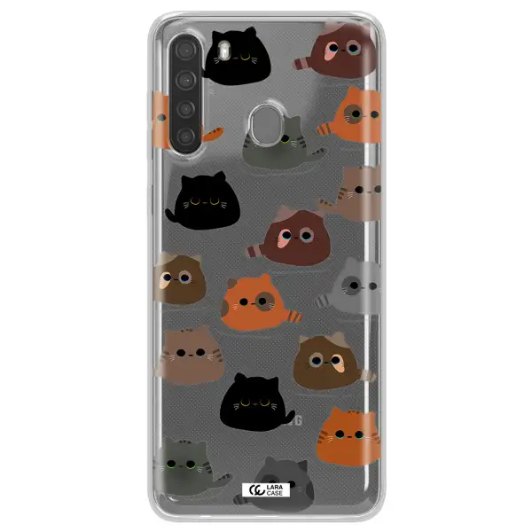 a group of cats with different colors Samsung A21 Clear TPU Case