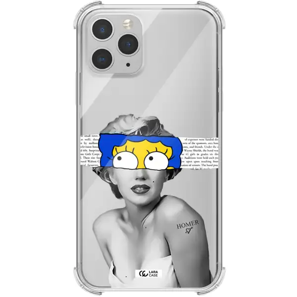 a woman with a cartoon on her head Apple iPhone 11 pro Clear PC Case