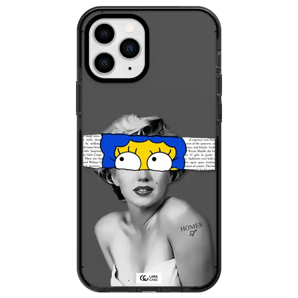 a woman with a cartoon on her head Apple iPhone 11 pro max impact Smoke Black Case