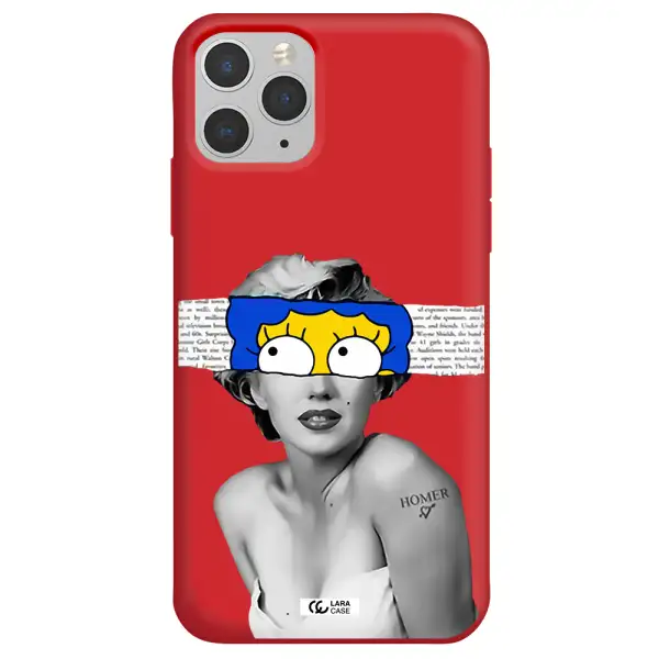 a woman with a cartoon on her head Apple iPhone 11 pro Silicone Imperial Red Case