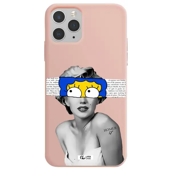 a woman with a cartoon on her head Apple iPhone 11 pro Silicone pastel pink Case