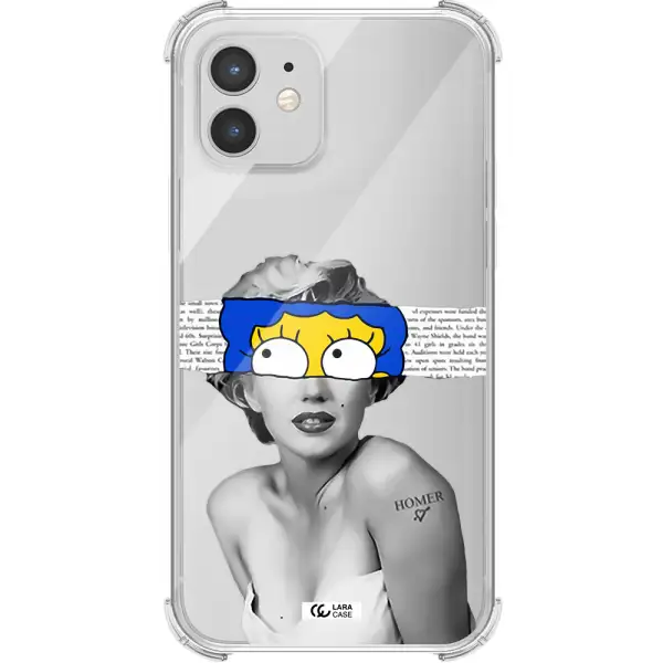 a woman with a cartoon on her head Apple iPhone 12 Clear PC Case