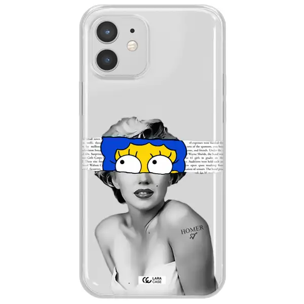 a woman with a cartoon on her head Apple iPhone 12 Clear TPU Case