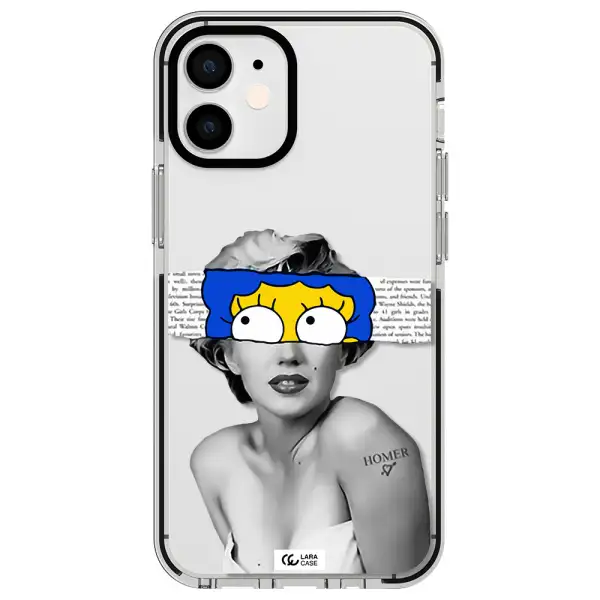 a woman with a cartoon on her head Apple iPhone 12 mini impact black border Case