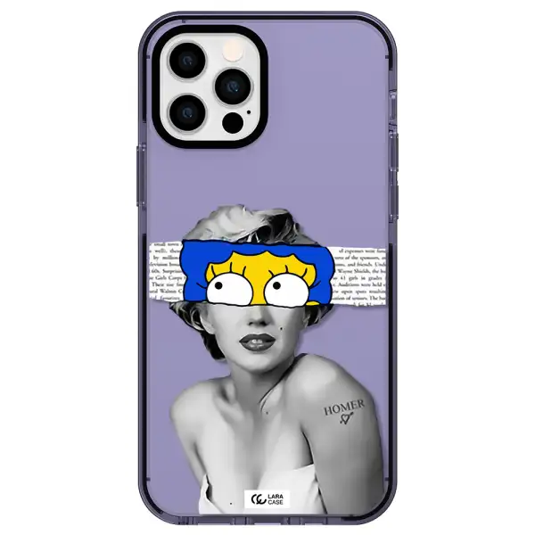 a woman with a cartoon on her head Apple iPhone 12 pro impact Lilac Case