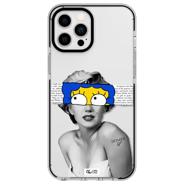 a woman with a cartoon on her head Apple iPhone 12 pro max impact black border Case