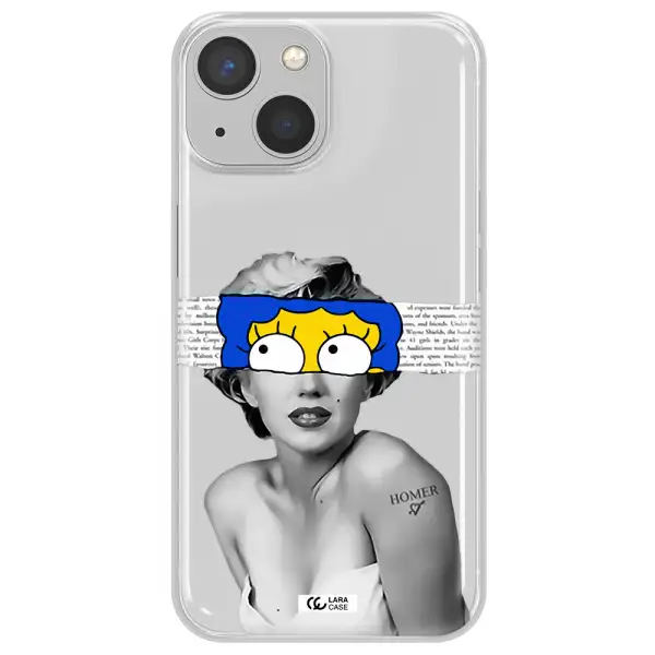 a woman with a cartoon on her head Apple iPhone 13 Clear TPU Case
