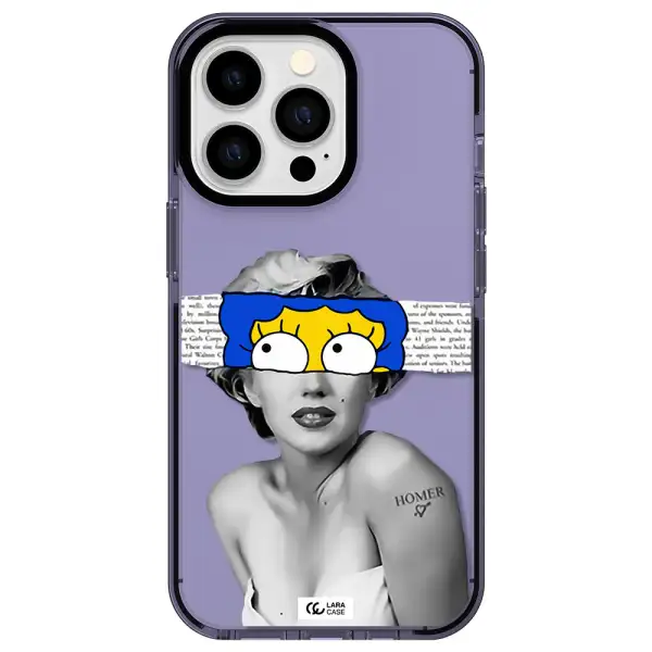 a woman with a cartoon on her head Apple iPhone 13 Pro impact Lilac Case