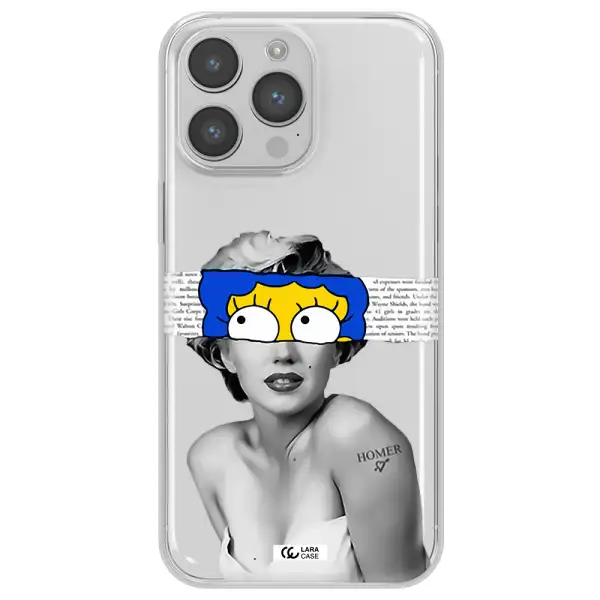a woman with a cartoon on her head Apple iPhone 14 pro max Clear TPU Case