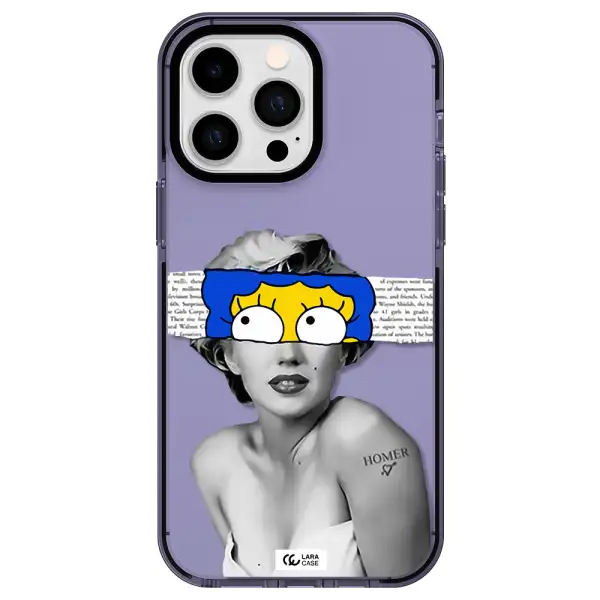 a woman with a cartoon on her head Apple iPhone 14 pro max impact Lilac Case
