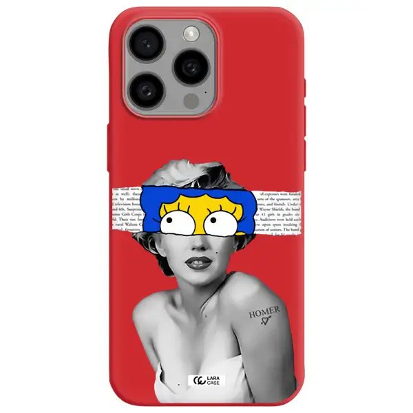 A Woman With A Cartoon On Her Head Apple Iphone 15 Pro Max Silicone Imperial Red Case