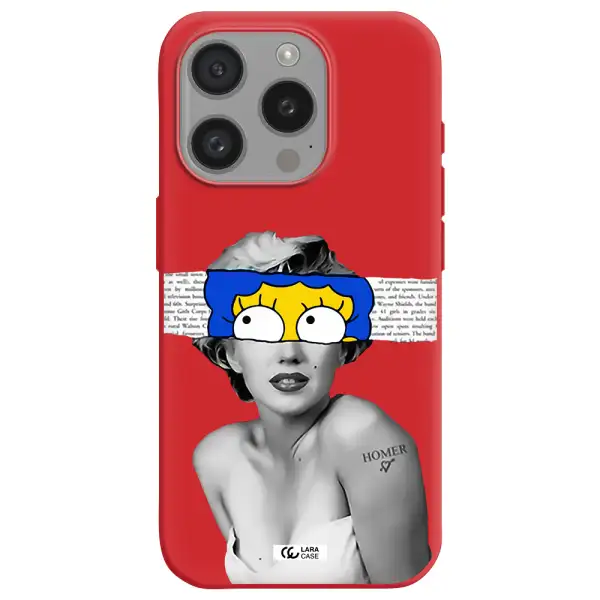 A Woman With A Cartoon On Her Head Apple Iphone 15 Pro Silicone Imperial Red Case