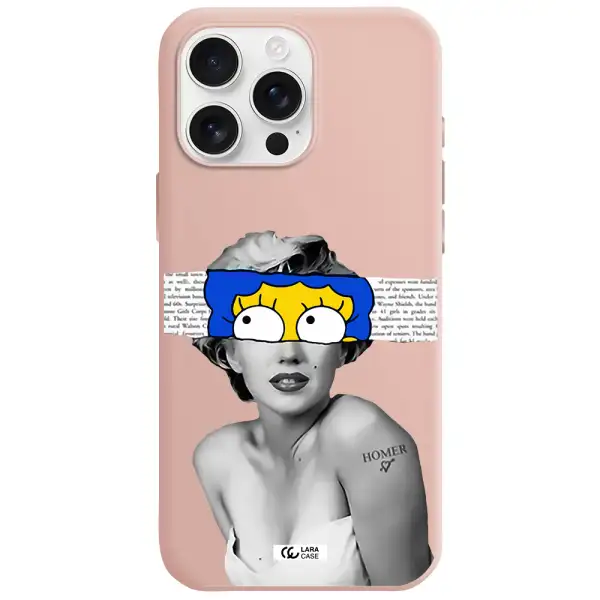 A Woman With A Cartoon On Her Head Apple Iphone 16 Pro Max Silicone Pastel Pink Case