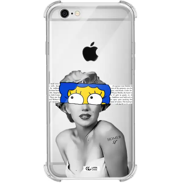 a woman with a cartoon on her head Apple iPhone 6 Clear PC Case