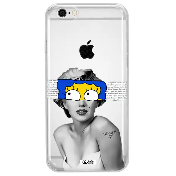 a woman with a cartoon on her head Apple iPhone 6 Clear TPU Case