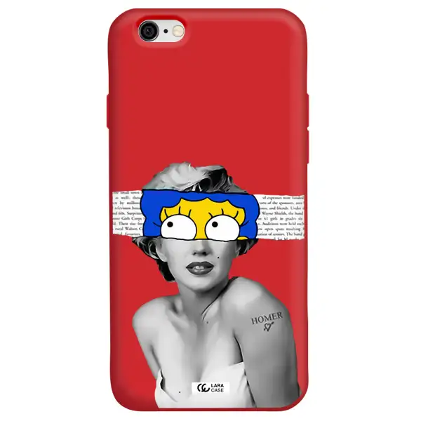 a woman with a cartoon on her head Apple iPhone 6 Silicone Imperial Red Case