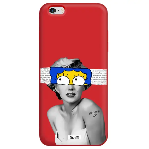 a woman with a cartoon on her head Apple iPhone 6S Silicone Imperial Red Case