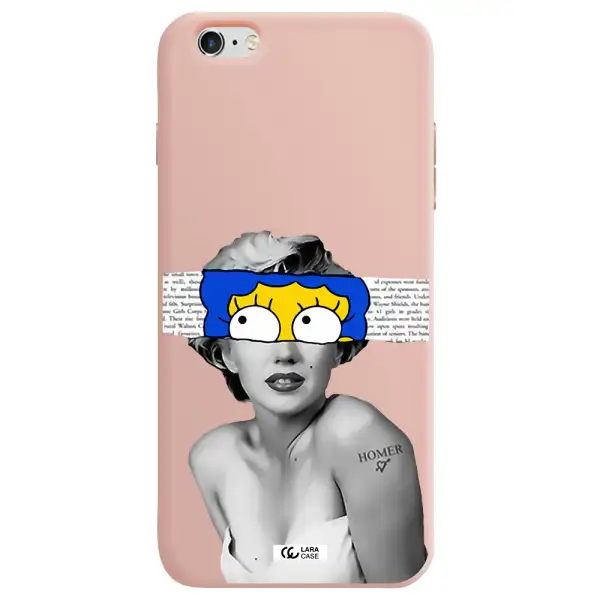 a woman with a cartoon on her head Apple iPhone 6S Silicone pastel pink Case