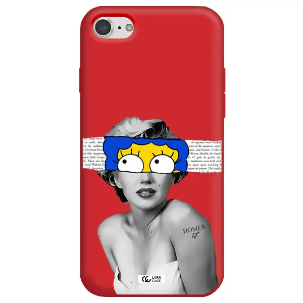 a woman with a cartoon on her head Apple iPhone 7 Silicone Imperial Red Case