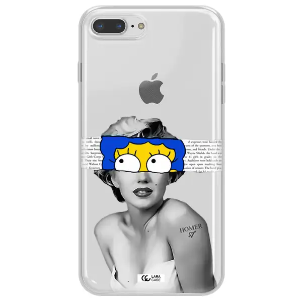 a woman with a cartoon on her head Apple iPhone 8 plus Clear TPU Case