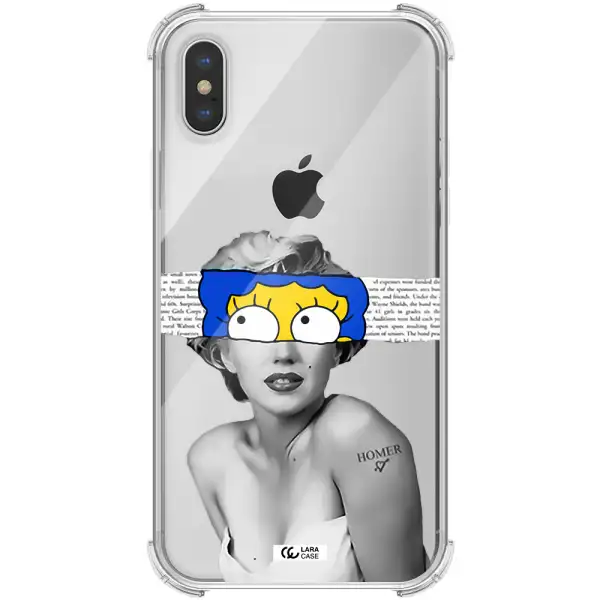 a woman with a cartoon on her head Apple iPhone X Clear PC Case