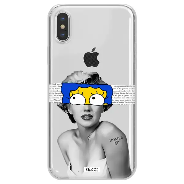 a woman with a cartoon on her head Apple iPhone X Clear TPU Case