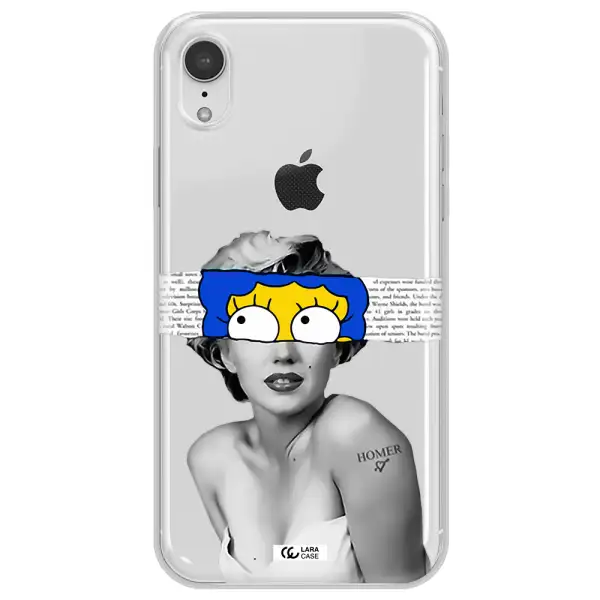 a woman with a cartoon on her head Apple iPhone XR Clear TPU Case