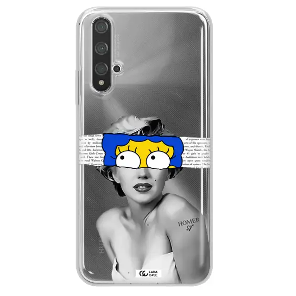 a woman with a cartoon on her head Huawei Nova 5t Clear TPU Case