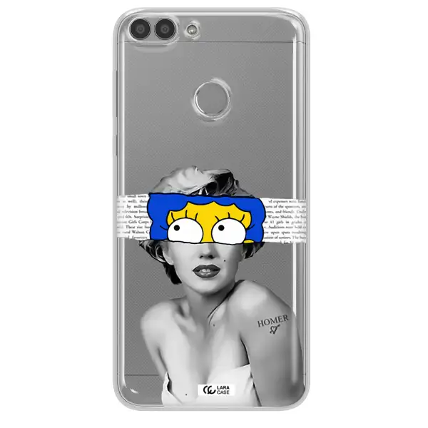 a woman with a cartoon on her head Huawei P Smart 2017 Clear TPU Case