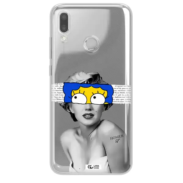 a woman with a cartoon on her head Huawei P Smart 2019 Clear TPU Case
