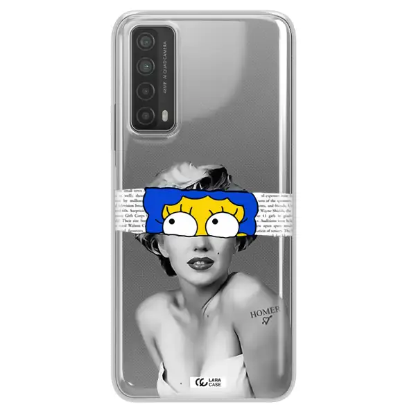 a woman with a cartoon on her head Huawei P Smart 2021 Clear TPU Case