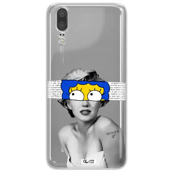 a woman with a cartoon on her head Huawei P20 Clear TPU Case