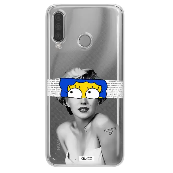 a woman with a cartoon on her head Huawei P30 Lite Clear TPU Case