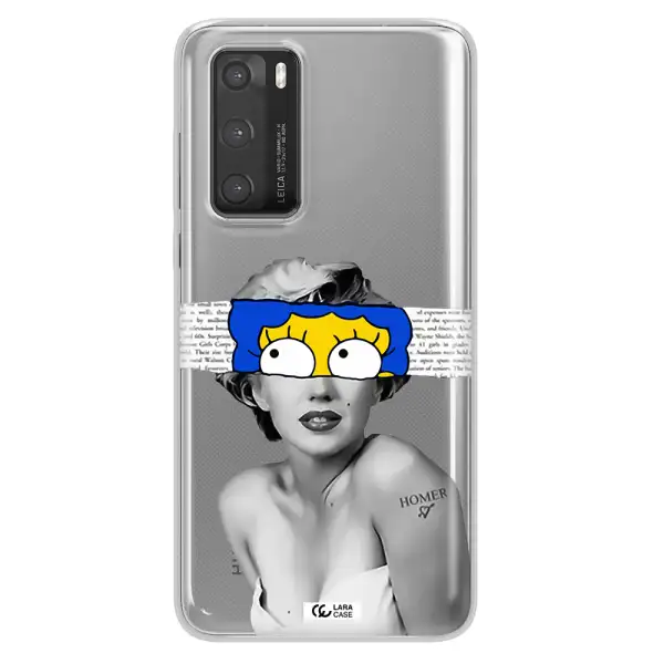 a woman with a cartoon on her head Huawei P40 Clear TPU Case