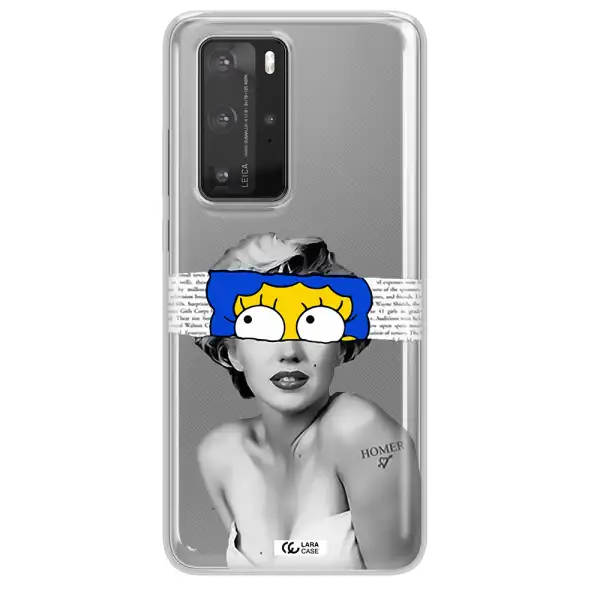 a woman with a cartoon on her head Huawei P40 Pro Clear TPU Case