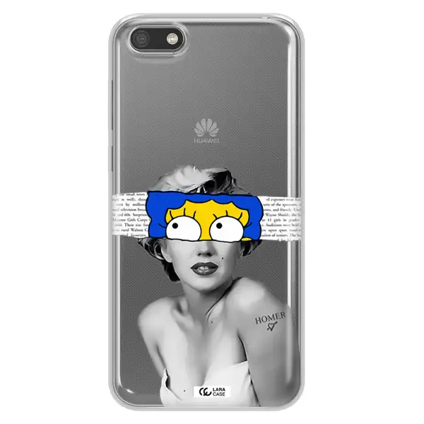 a woman with a cartoon on her head Huawei Y5 2018 Clear TPU Case