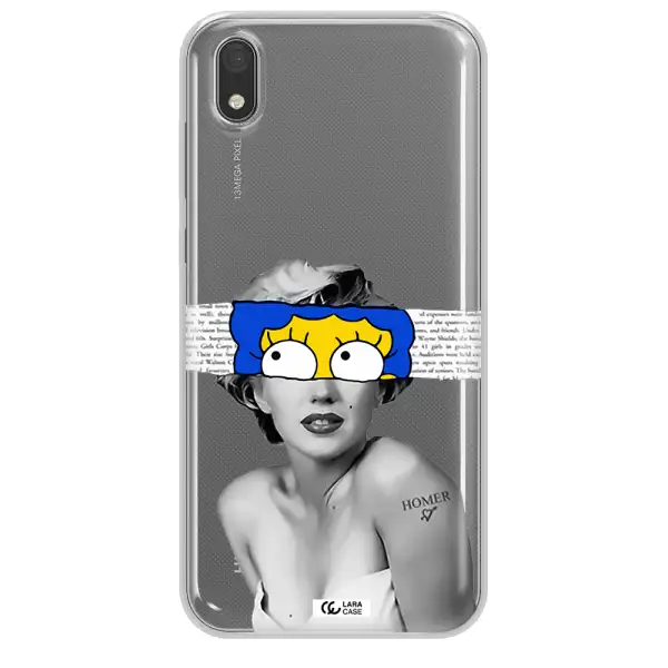 a woman with a cartoon on her head Huawei Y5 2019 Clear TPU Case