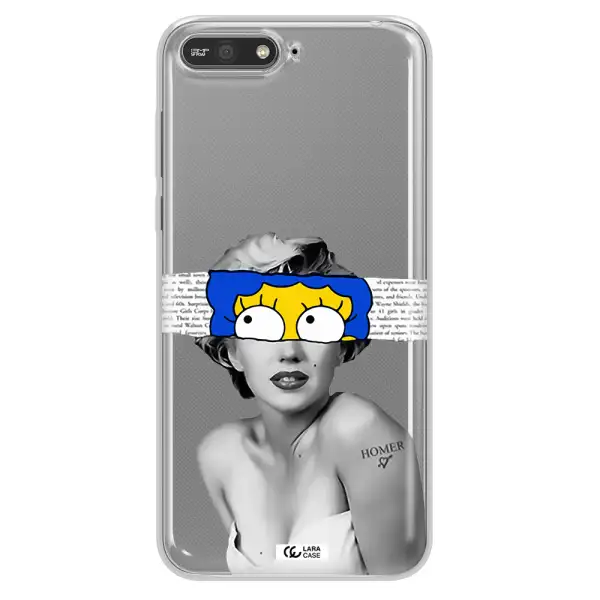 a woman with a cartoon on her head Huawei Y6 2018 Clear TPU Case