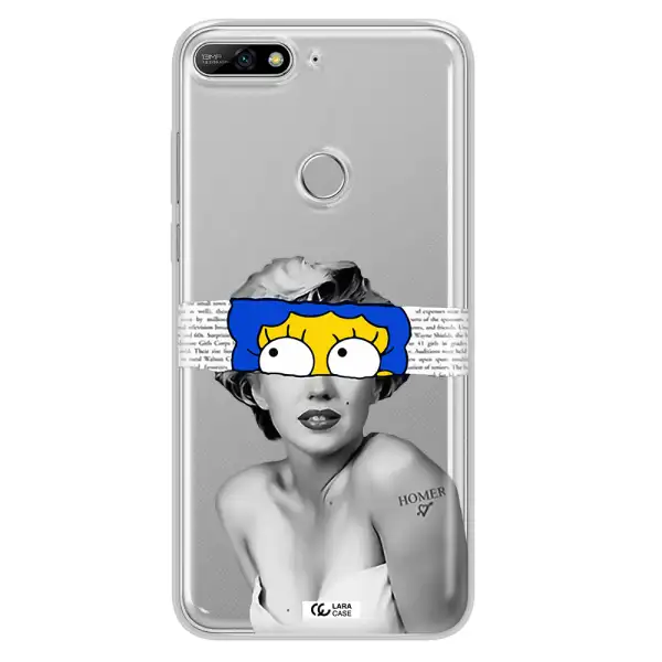 a woman with a cartoon on her head Huawei Y7 2018 Clear TPU Case