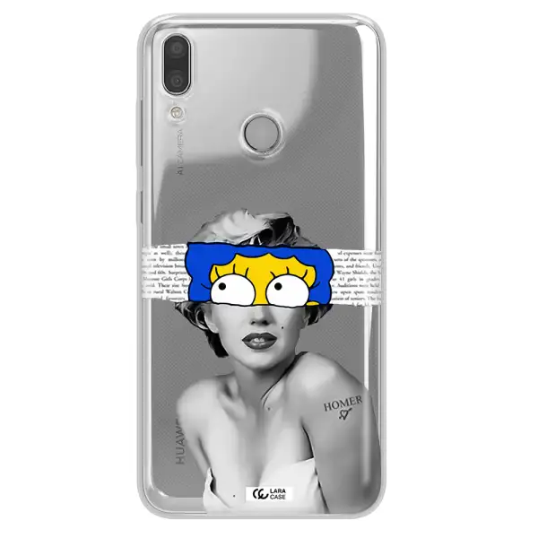 a woman with a cartoon on her head Huawei Y9 2019 Clear TPU Case