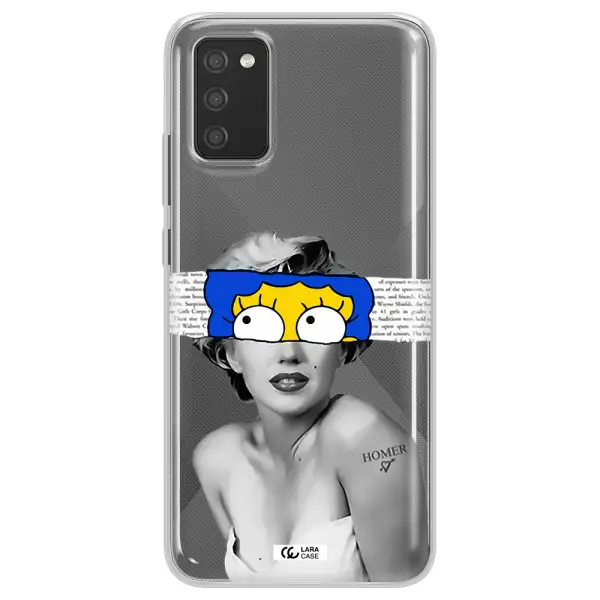 a woman with a cartoon on her head Samsung A02S Clear TPU Case