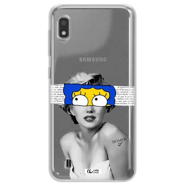 a woman with a cartoon on her head Samsung A10 Clear TPU Case