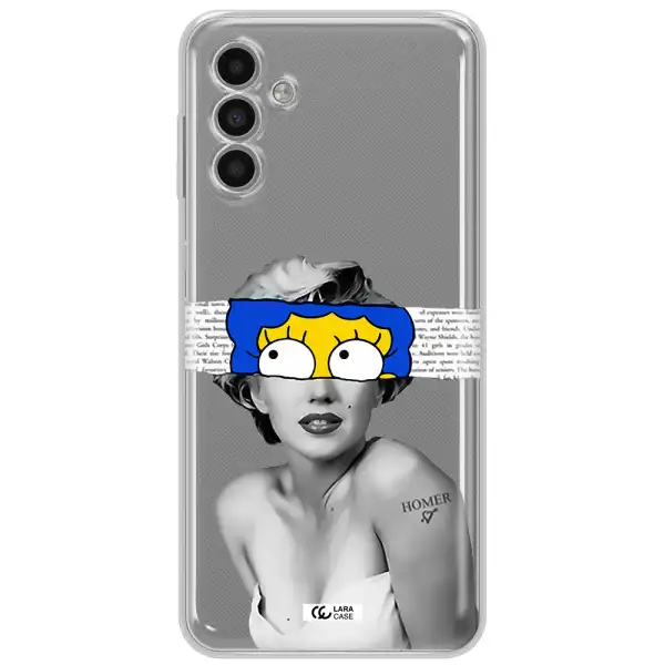 A Woman With A Cartoon On Her Head Samsung A13 5G Clear Tpu Case