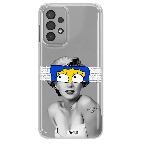 a woman with a cartoon on her head Samsung A23 Clear TPU Case