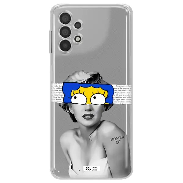 a woman with a cartoon on her head Samsung A32 Clear TPU Case