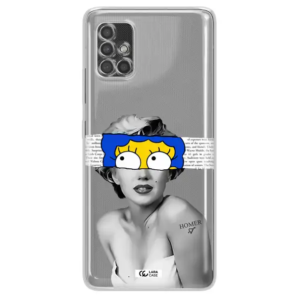 A Woman With A Cartoon On Her Head Samsung A40S Clear Tpu Case