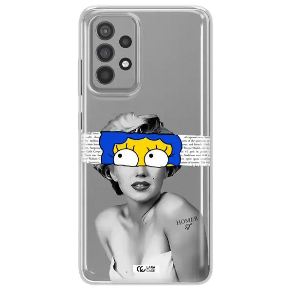 a woman with a cartoon on her head Samsung A52 Clear TPU Case