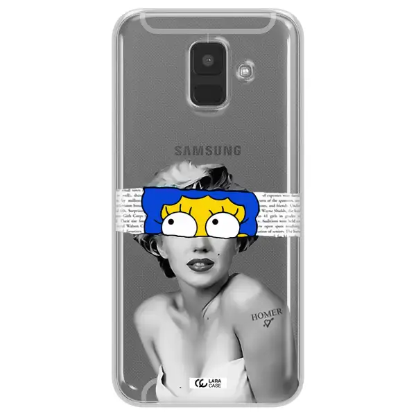 a woman with a cartoon on her head Samsung A6 Clear TPU Case